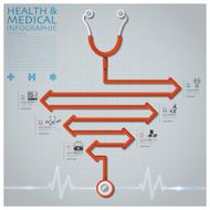 Line Arrow Diagram Stethoscope Health And Medical Infographic