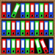 File folders standing on the shelves