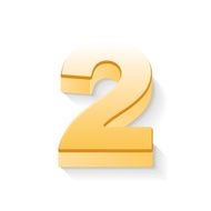 3d shiny golden number 2 N2