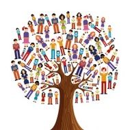 Diversity tree pixel people illustration