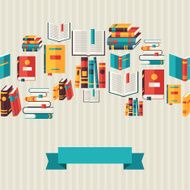 Seamless pattern with books in flat design style N2