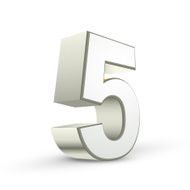 3d shiny silver number 5