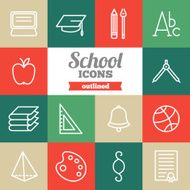 set of flat school icons N2