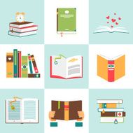 Set of books in flat design N2