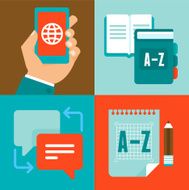 Vector flat icons - translation and language