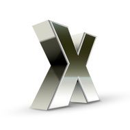 3d silver steel letter X N4