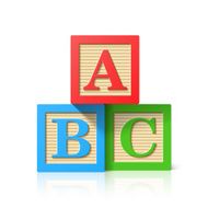 Wooden alphabet cubes with A B C letters