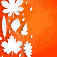 Vintage card with autumn leaves made up from white paper
