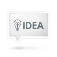 idea word with bulb icon over speech bubble