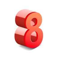 3d shiny red number 8 N6