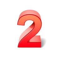 3d shiny red number 2 N6