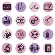 Vector Set of School Subjects Icons N25