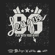 League emblem print and design elements