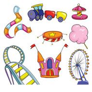 amusement park set vector illustration on white background N2