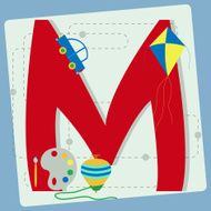 Letter &quot;m&quot; from stylized alphabet with children&#039;s toys N2
