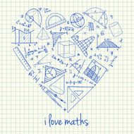 Maths drawings in heart shape N2