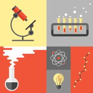 Science research and chemistry flat illustration