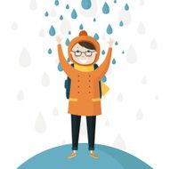 Schoolboy in the Autumn Rain N2
