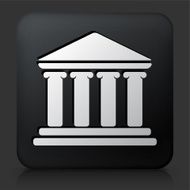 Black Square Button with Building and Columns
