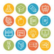 Vector linear educational icons and signs