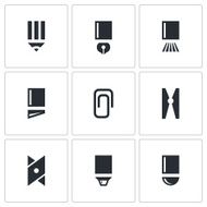 Stationery items icon collection