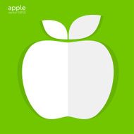White apple paper style on green background vector illustration