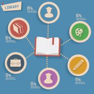 Library concept info graphic design blue version