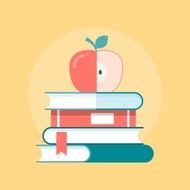 stack of books with apple on top N2