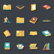 Flat isometric book icons symbols logos isolated set template for