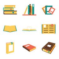 Flat isometric book icons symbols logos isolated set template for N2