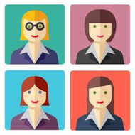 Flat colorful businesswoman avatar icons