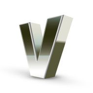 3d silver steel letter V N4