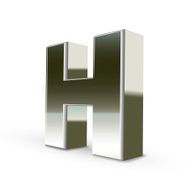 3d silver steel letter H N5