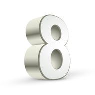 3d shiny silver number 8