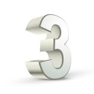 3d shiny silver number 3 N2