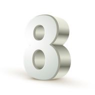 3d shiny silver number 8 N2