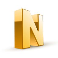 3d golden letter N N3