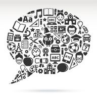 education and school Speech Bubble Black &amp; White