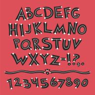 Cartoon Retro Font with Dots on Red Background N2