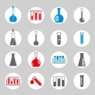 Chemical and medical flask icons vector set N4