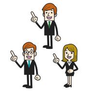 Business People Pointing at Something