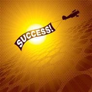 Success Banner with Biplane Background