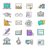 Set of Thin Lines Icons Education N3