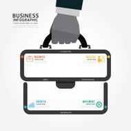 infographics vector businessman hand hold business bag design