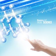 Hand touching chemical molecule N2