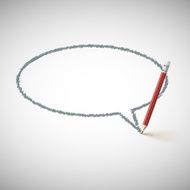 Hand drawn speech bubble with pencil