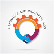 Creative handshake sign and industrial idea concept N3