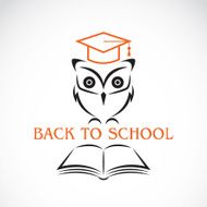 Vector image of an owl with college hat and book N3