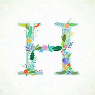 The letter H Bright floral element of colorful alphabet