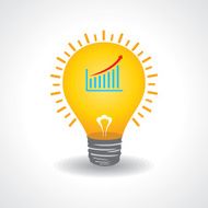 Light bulb with business graph